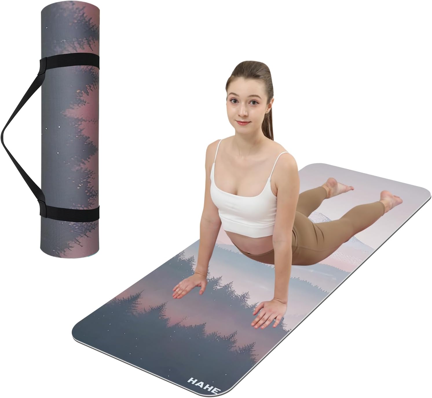Large Yoga Matt Non-Slip Thick 1/3 Inch Eco-Friendly Exercise Mat with Carrying Strap for Women Yoga, Pilates, Home Workouts (72x32")