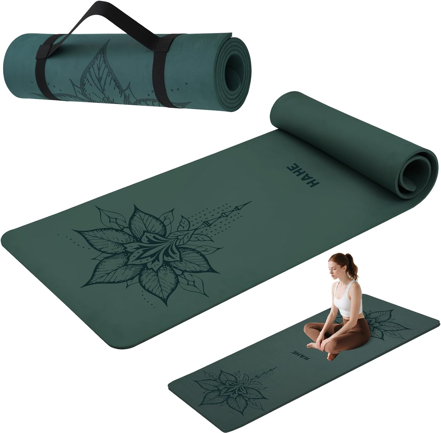 Yoga Mat Thick Eco-Friendly POE Non Slip Yoga Mat, High Rebound & Shock Absorption, Anti-Tear & Sweat-Resistant for Yoga, Fitness, Home, Workouts, Large Pilates Mats 72"x24" with Carrying Strap